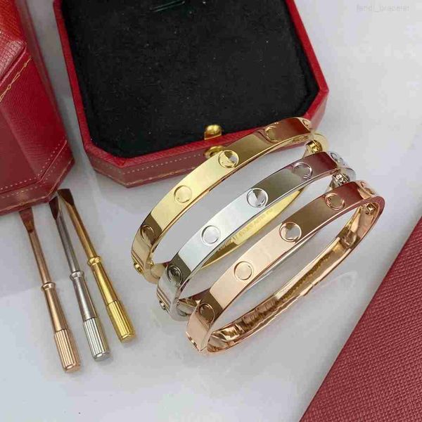 

with box set love bracelets bangle silver rose gold bracelet stainless steel women men screwdriver designer bracelet couple jewelry, Black