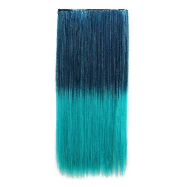 

set color gradient five piece card long straight hair one hairpiece, Black;brown