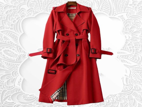 

women039s trench coats spring autumn belt coat women double breasted mid long overcoat windbreaker female9731382, Tan;black