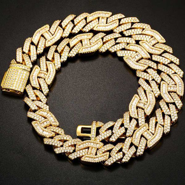 

luxury jewelry iced out zircon hip hop metal brass men cuban link chain, Silver