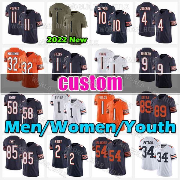 

1 justin fields jersey 2 dj moore football 10 chase claypool cole kmet jaquan brisker dick butkus mooney brian urlacher chicagos bears trema, Black;red