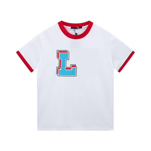 

23ss designer trendy t-shirt chest letter laminated printing short-sleeved high street loose casual t-shirt men and women 100% cotton, White;black
