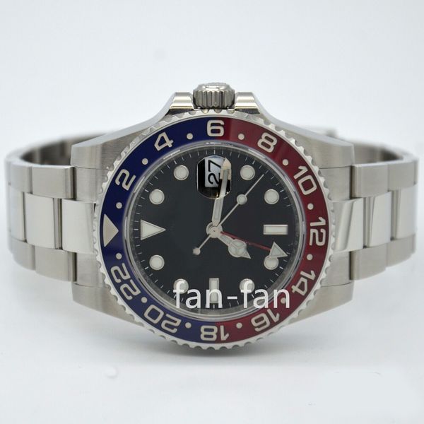 

v12 factory watch cal.3186 ll pepsi red blue ceramic 126710 blro watch box/papers, Slivery;brown