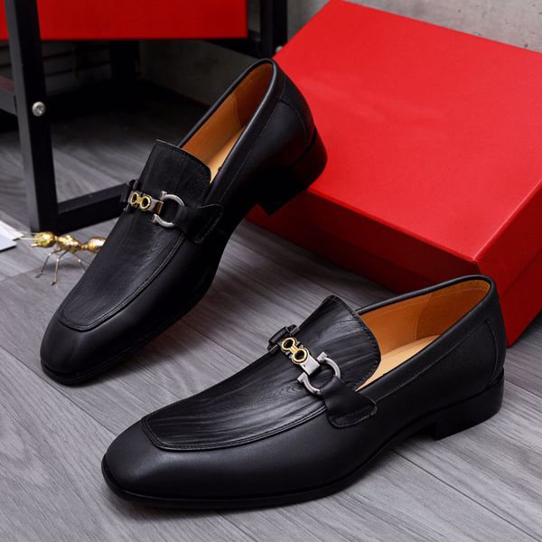 

2023 mens dress shoes formal business genuine leather new flats breathable casual loafers male brand comfortable driving shoes size 38-44, Black