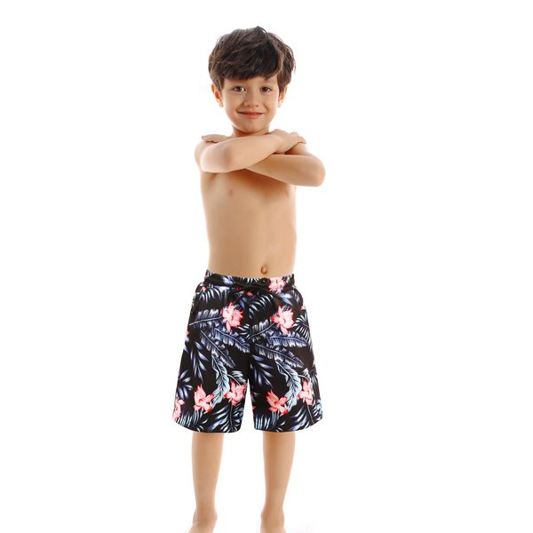 

2023 new boys' fashion printed beach pants relaxed summer shorts, White;black