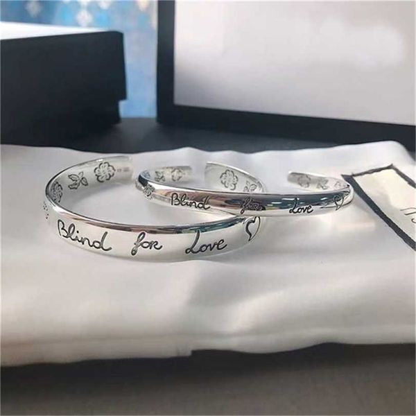 

2023 designer new fashion jewelry gu fearless classic blindfor fairy flower and lovers open bracelet, Black