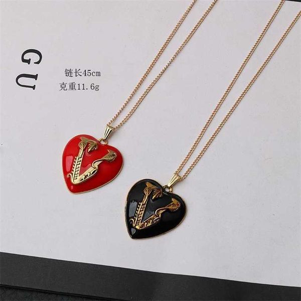 

2023 designer new xiaoxiang love ancient gold pendant 2022 red black heart necklace temperament versatile fashion trend