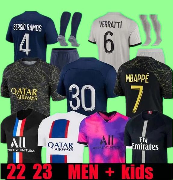 

adults and kids 23 24 psgs mbappe soccer jerseys 2022 2023 2024di maria wijnaldum sergio ramos hakimi fourth maillots de football kit icardi, Black;yellow