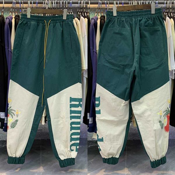 

patchwork rhude sweatpants men women drawstring coconut tree rhude overalls inside tags, Black