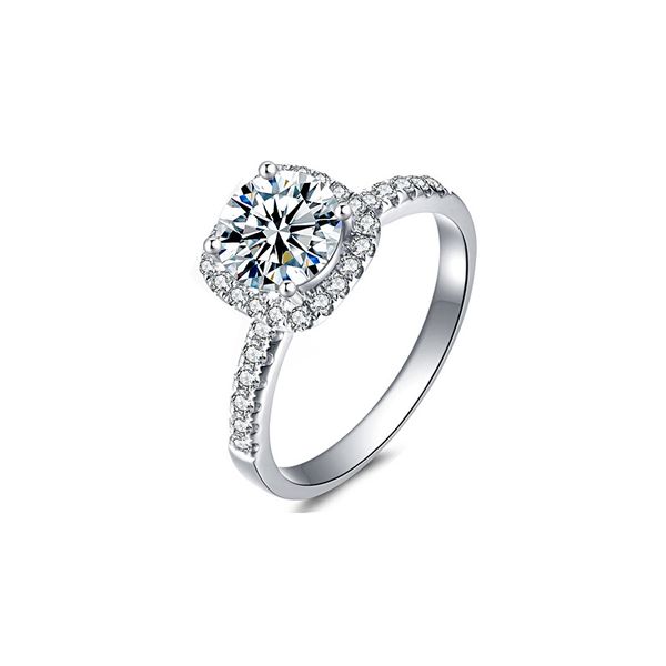 

s925 sterling silver diamond wedding ring pure silver engagement d color 1ct wedding rings for women moissanite fashion anniversary ring par, Slivery;golden