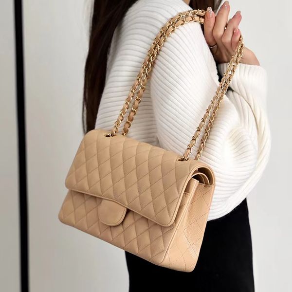 

designer tote bag luxury evening bags 10a mirror quality caviar flap bags a01112 chain bag 25cm shoulder handbags with box c001