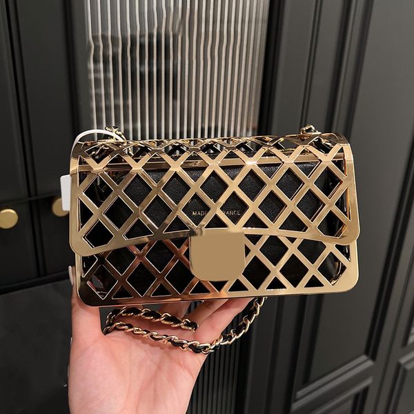 

cutout ccity metal womens designer classic bags mini flap turn lock hollow out gold hardware matelasse chain crossbody shoulder handbags van