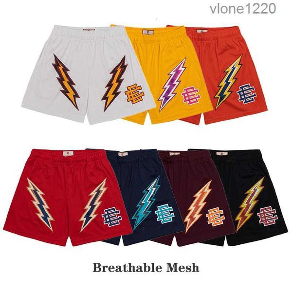 

eric emanuel ee mens basic short york city skyline women fitness exercise shorts breathable mesh casual printed with lightning bolt, White;black