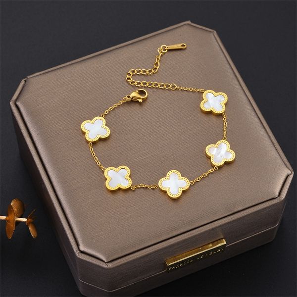 

van clover bracelet designer charm bracelet fashion vintage 5 motifs bracelets clover leaf necklace luxury design wedding jewelry gifts, Golden;silver