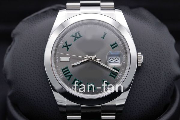 

clean factory watch datejust 41 "wimbledon" 126300 stainless steel, Slivery;brown