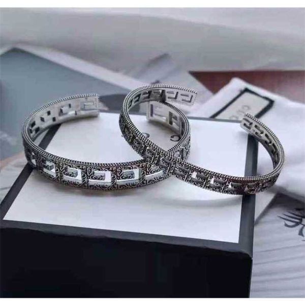 

2023 designer new ancient family classic hollowed out thai silver carved pattern men's and women's universal couple bracelet, Black