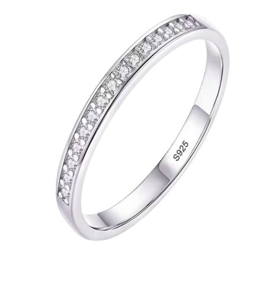 

women engagement ring small zirconia diamond half eternity wedding band solid 925 sterling silver promise anniversary rings r0127427832, Slivery;golden