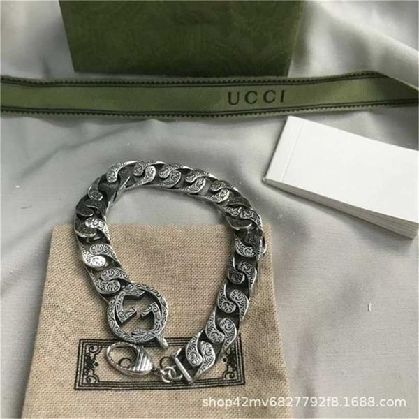 

2023 designer new fashion jewelry antique twist bracelet used couple bracelet carved cuban style, Black