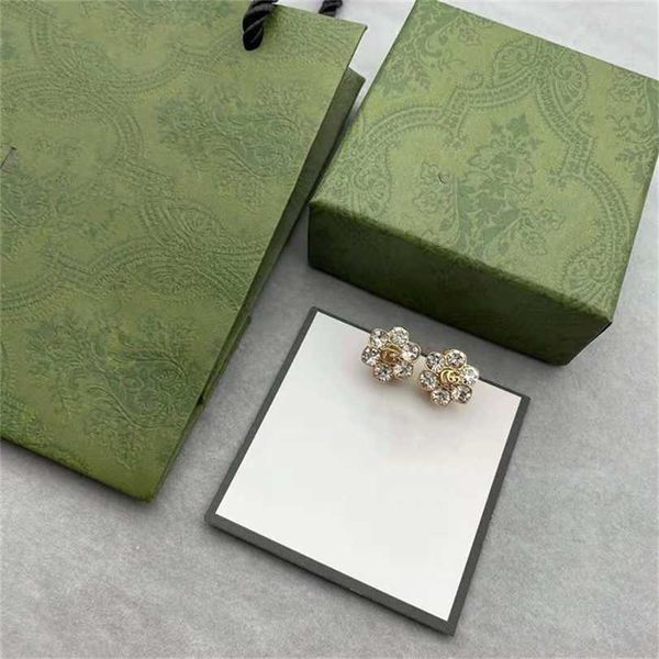 

2023 designer new jewelry ancient flower crystal earrings, Golden