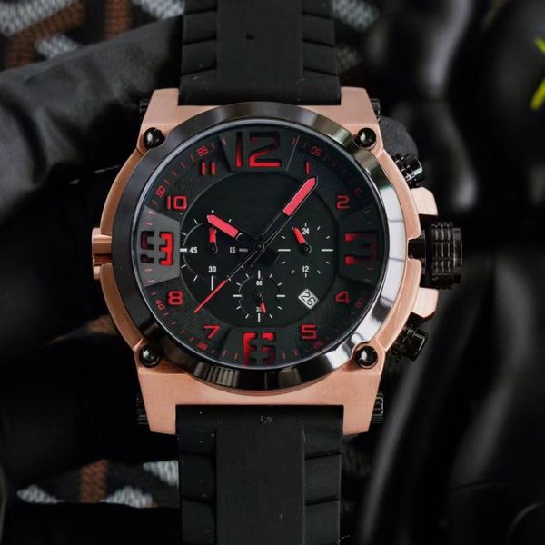 

racing elements watch men's quartz stone watch sporty style precision steel motorcycle watch timer six seconds three pin watch, Slivery;golden