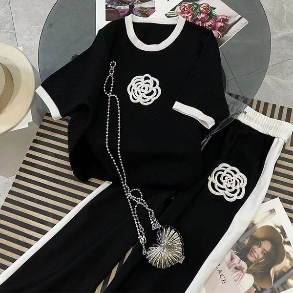 

womens two piece pants fashion set summer clothes for women dresy damskie casual wide leg print t shirt suits female clothes big 3xl 230317, White