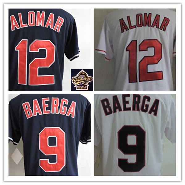 

mens roberto alomar baseball jersey stitched white navy navy carlos baerga jerseys s-3xl, Black