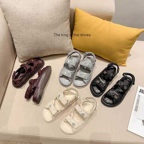 

sandals small sweet wind women in 2021 the summer leather joker thick soles rome ins beach shoes, Black