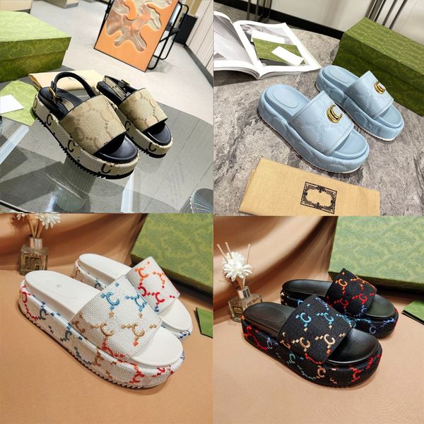 

women 2023 summer new thick soled high fashion beach flat slippers chunky heel platform sandals thick slipper slip on loafer water luxury de, Black