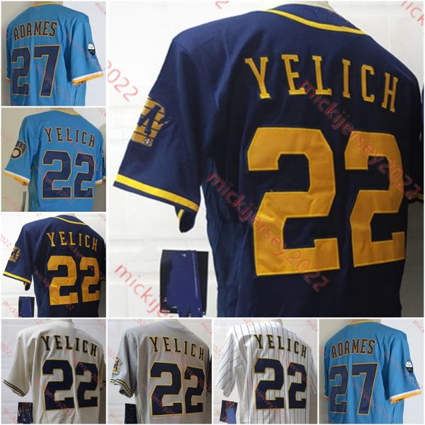 

stitched 22 christian yelich mens baseball jersey willy adames jerseys, Black
