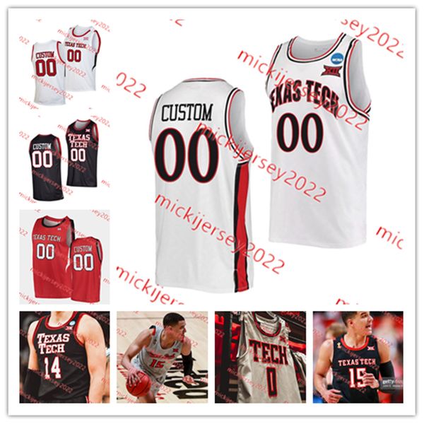 

kevin obanor texas tech red raiders basketball jersey custom stitched mens youth fardaws aimaq elijah fisher de'vion harmon lamar washi, Black