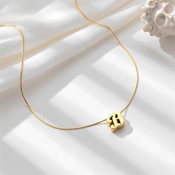 

2023 designer new spring summer new korean dadongmen letter necklace simple and versatile b titanium steel electroplating 18k gold color pro, Black