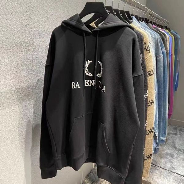 

french brand hoodies paris print fashion clothing mans womens pure cotton letter designer letter ear of wheat graphic cotton quality clothin, Black