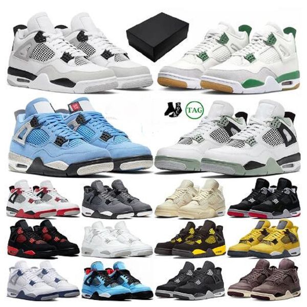 

university blue og jumpman 4 4s basketball shoes sail black cat bred white cement cool grey red thunder bred unc royalty men sport sneakers