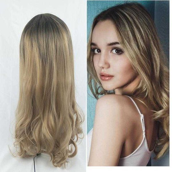 

wig female long curly hair gradient color fashion chemical fiber wigs, Black