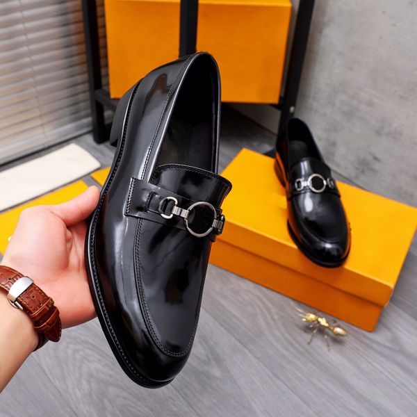 

2023 mens dress shoes classic brogue handmade genuine leather fashion flats men brand wedding party loafers size 38-44, Black