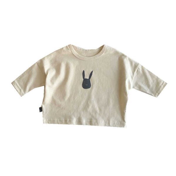 

t-shirts boys and girls korean loose blouse baby rabbit 2021 spring and autumn children's three-quarter sleeve t-shirt p5707 w0317, Blue