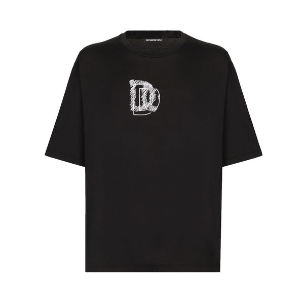 

mens t-shirts men's black white round-neck t-shirt with brand logo embroidery 68609, White;black