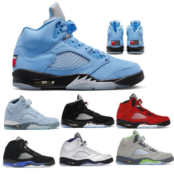 

jumpman 5 5s mens basketball shoes concord off noir unc university blue raging bull bluebird aqua fire red green bean easter sail men traine
