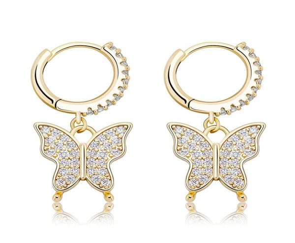 

charming women earrings gold silver color cz butterfly earrings hoops for wedding party nice gift for friend5110777, Golden;silver