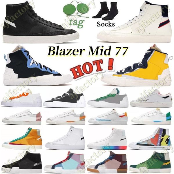 

blazer mid 77 vintage low casual shoes men women black white multi color pacific blue pomegranate mosaic brown mens trainers platform sneake