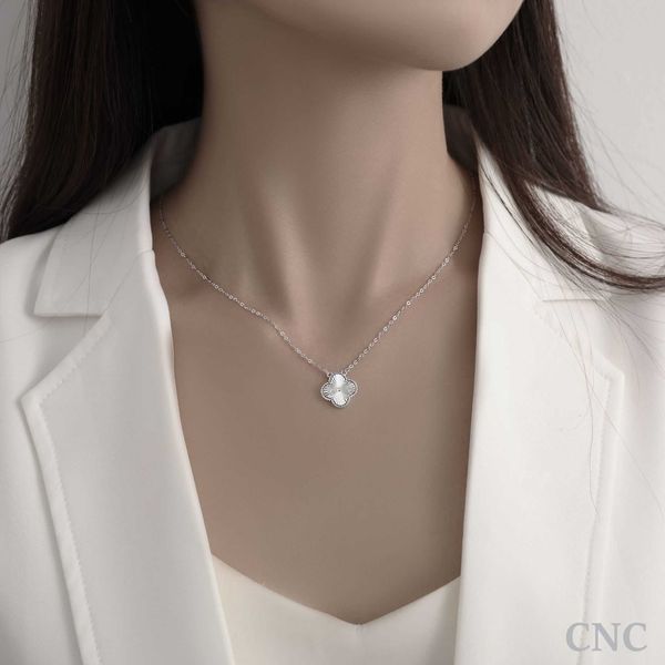 

pendant necklaces strands strings s925 sterling silver clover necklace women's laser clavicle chain carved pendant versatile light luxu