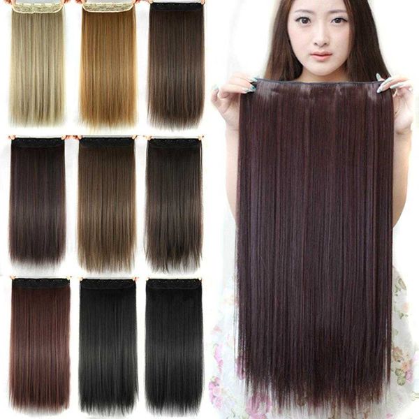 

chemical fiber hair straight clip weft style piece wholesale five, Black;brown