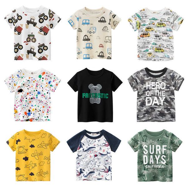 

t-shirts t-shirts cartoon boys girls kids car print t shirt for a boy children summer short sleeve t-shirt cotton clothing 2-8 years w0317, Blue