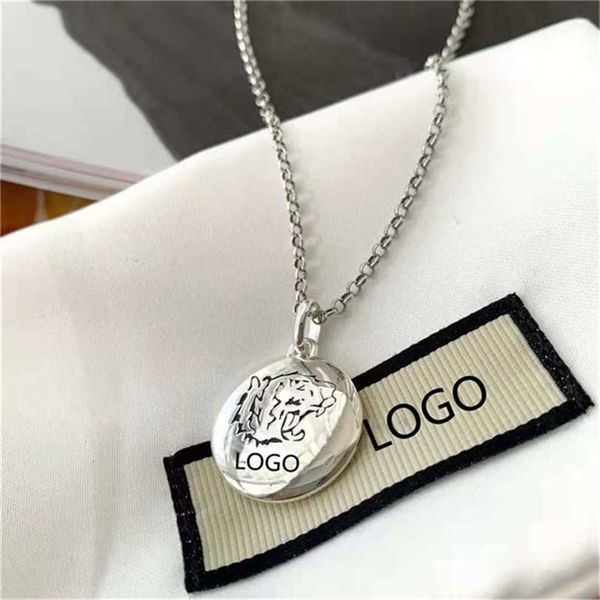 

2023 designer new fashion jewelry gujia double necklace 925 silver tiger head round brand pendant fashion trend male and female lovers girlf