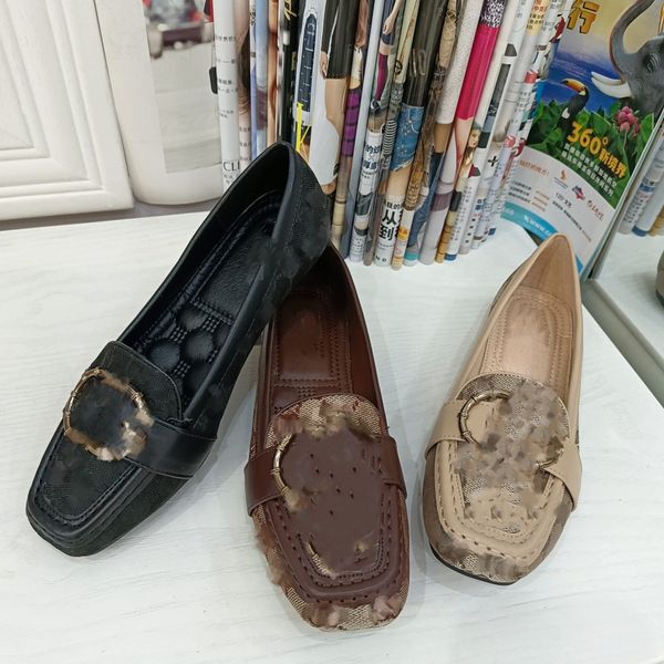 

2023 spring leather womens loafers fashion home outdoor jogging double g moccasins men flats slip on mens boat shoe plus size work shoes, Black
