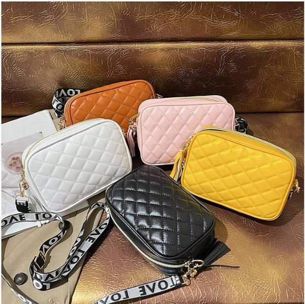 

designers messenger bag for women crossbody camera bag leather double zip color matching casual wide strap shoulder bags 95