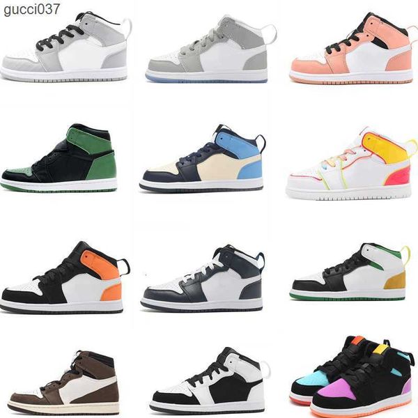 

2021 infant kids basketball shoes dark mocha trainers edge glow volt gold high light smoke grey candy multicolor small big boy girl toddlers, Black
