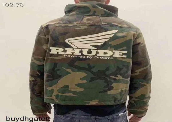 

rhude jackets men women stitching streetwear bomber camouflage windbreaker raiow coat armyxs4a5072602, Black;brown