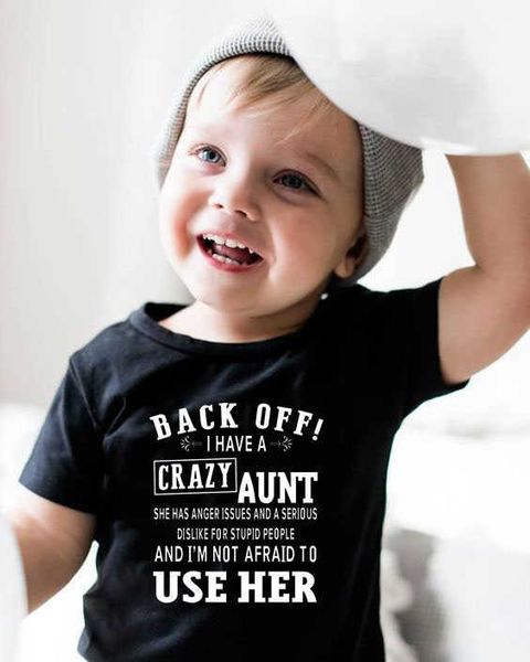 

t-shirts i have a crazy aunt and i' not afraid to use her boys short sleeve kids t shirt 2020 summer t shirt girls children's tsh, Blue