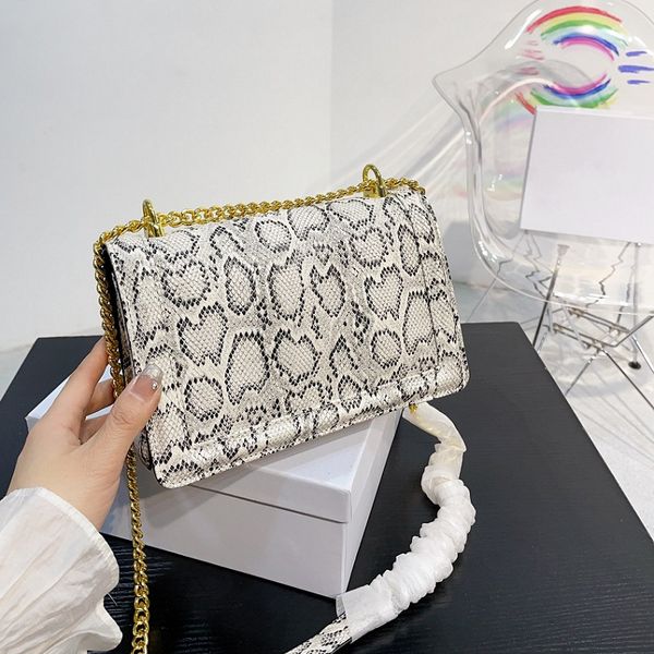 

fashion bag outdoor women's crossbody bag snake skin metal logo design chain shoulder bag